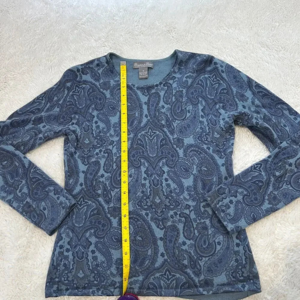 Grayson Dunn Womens Cashmere Paisley Pullover Sz M Preppy Soft Girl Boho Indie